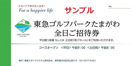 東急ゴルフパークたまがわ　利用チケット【平日廻り放題または土日祝1周（7ホール）】
