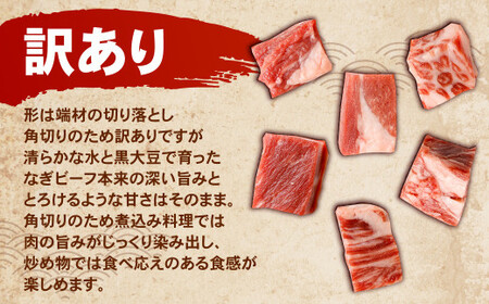 【訳あり】なぎビーフ ： 角切り 切り落とし 約300g ×2パック （計約600g） 便利チャック付き 数量限定 奈義町産 国産和牛 黒毛和牛 黒毛和種 和牛 牛肉 お肉 肉 岡山県 奈義町 冷凍