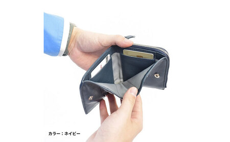 レディース本革2つ折り財布 4M3-1152（・ネイビー）