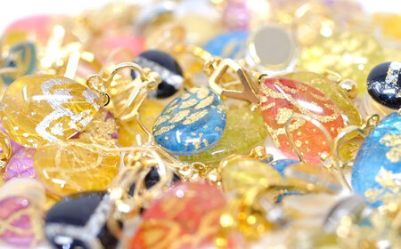 しずくピアス「レッド」鞠柄 BKCN010