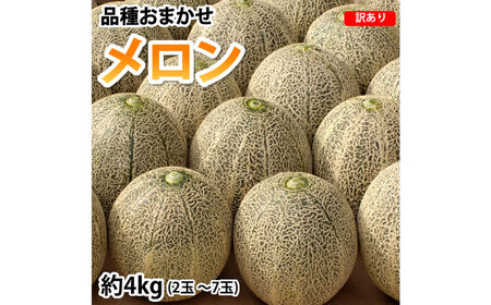 訳あり メロン 品種おまかせ 約4kg （2～7玉） 緑果肉 赤果肉 白果肉 めろん 果物 くだもの フルーツ 国産 九州 熊本県 熊本市 常温 【2026年5月下旬～7月下旬迄順次発送予定】