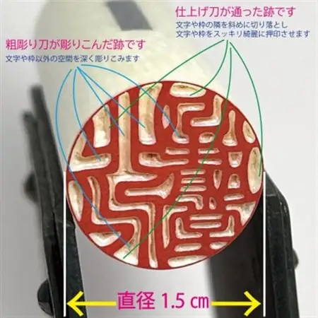 天然本象牙実印(15ミリ丸×60ミリ丈)に手書き文字作成と手作業での仕上げ彫りが光ります【1623863】