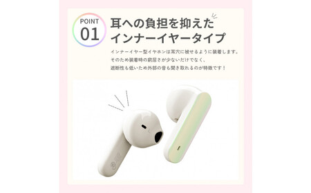 【オーロラ/パープル】Bluetooth 5.3 完全ワイヤレス ステレオイヤホン インナーイヤータイプPG-BTE18TW AOS0002VC04