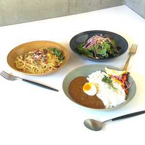 【美濃焼】 カレー皿 22cm / プレート 深皿 1枚 黒マット 瑞浪市 / 窯元ロングアイランド おしゃれ 食器 シンプル レンジ対応 食洗機対応[AZCU169]