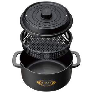 ココット風電子レンジ用鍋 1.6L (ブラック） ライザップ RIZAP （スケーター株式会社） 調理用品 キッチン用品 8-052