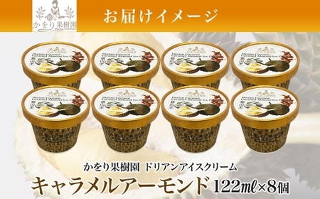 ドリアン ココナッツ キャラメルアーモンド アイスクリーム 122ml 8個 濃厚 ココナッツミルク スイーツ お菓子 ソフトクリーム おやつ デザート ご当地アイスセット 詰め合わせ お取り寄せ ギフト お返し 送料無料 かをり果樹園 静岡県 沼津市