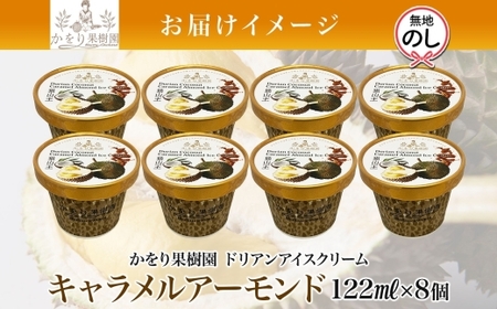 無地熨斗 ドリアン ココナッツ キャラメルアーモンド アイスクリーム 122ml 8個 濃厚 ココナッツミルク スイーツ お菓子 ソフトクリーム おやつ デザート ご当地アイスセット 詰め合わせ お取り寄せ ギフト お返し 送料無料 かをり果樹園 静岡県 沼津市