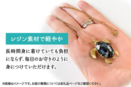 ALVALLET SeaStella 幸運を呼ぶ海の守り神「ホヌ（海亀）」 ペンダント ブラック（チェーンシルバー）