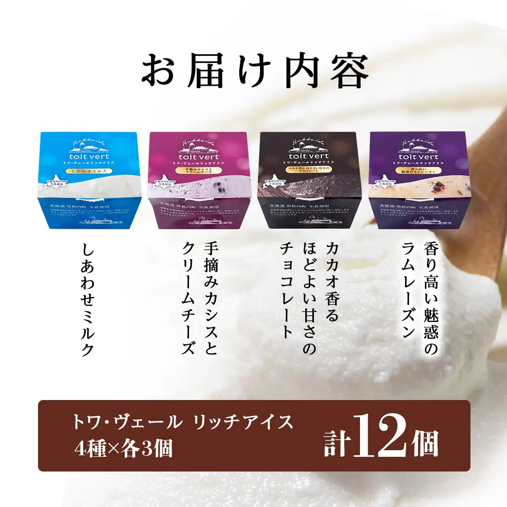 リッチアイスクリーム 12個セット（100ml）【 4種 × 各3個】
