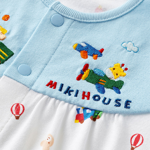 ミキハウス 天竺プリント ツーウェイオール（ブルー） ベビー服 ベビー ベビー用品 赤ちゃん 新生児 吸水性 ツーウェイオール