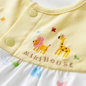 ミキハウス 天竺プリント ツーウェイオール（黄） ベビー服 ベビー ベビー用品 赤ちゃん 新生児 吸水性 ツーウェイオール