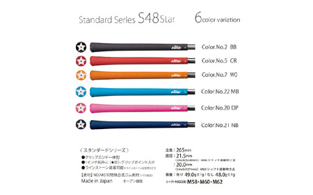 S48STAR バックライン有マリンブルー ゴルフグリップ 5本セット - ホールド感と柔らかなタッチで手に馴染みやすいモデル