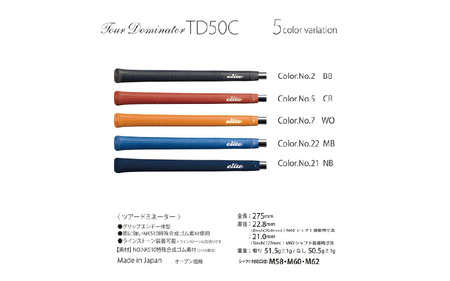 TD50C バックライン無クラシックレッド ゴルフグリップ 5本セット - 競技志向プレーヤーをターゲットにしたモデル