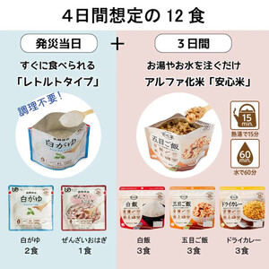 非常食【備えて安心お米の12食セット×２】防災 備蓄 長期保存 アルファ化米 おかゆ/食物アレルギー