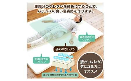 【ダブル】厚さ約5cm 腰部分硬め ウレタンマット（3つ折りマットレス）《逃湿バランス》 マットレス 寝具 敷き布団 岡山県 倉敷市