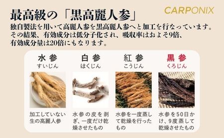 黒高麗人参「CARPONIX」4粒入り×30袋 サプリメント サプリ 黒高麗人参 カプセル ジンセノサイド 千葉市
