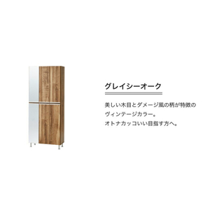 【開梱設置】シューズボックス 【リアル 75 HI板 左姿見】 グレイシーオーク_開梱設置 シューズボックス リアル 75 HI板 左姿見 大川家具 グレイシーオーク 靴箱 可動棚 お洒落 国内製造 お取り寄せ 福岡県 久留米市 送料無料 〔Qd065-05〕