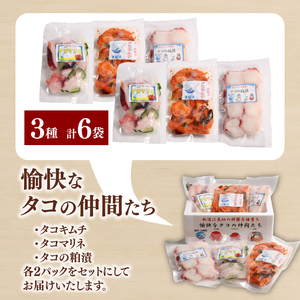 三陸 たこ三昧セット 3種［ キムチ / マリネ / 粕漬け ］1袋100g 各2p 