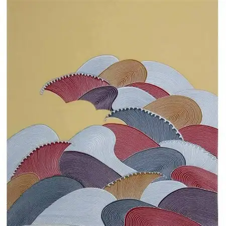 正絹縮緬友禅御風呂敷 (五彩浪)クリーム色_装飾品・工芸品  鞄・バッグ かばん カバン_【1067644】