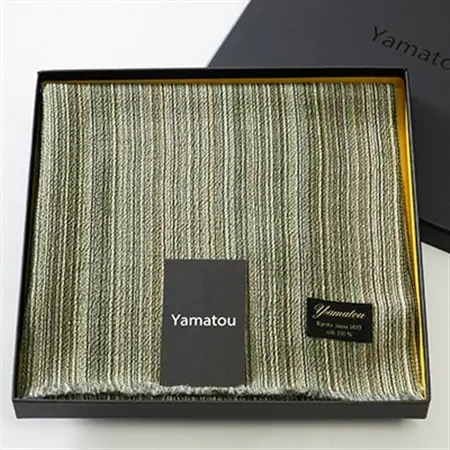 正絹縮緬マフラー(グリーン/濃いグレー)_装飾品・工芸品 マフラー・手袋 服飾小物 _【1104292】