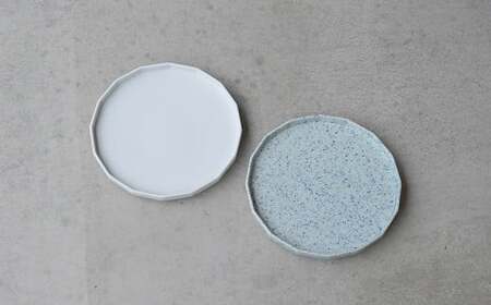 有田焼 15.5cm 十六角プレート スノー / 呉須散 2枚 セット【金善製陶所】 食器 プレート 皿  モダン デザイン 陶磁器 おしゃれ ペア 取り皿 白 青 ギフト 電子レンジ対応 A18-243