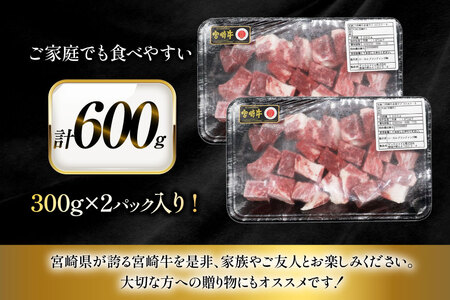 牛肉 宮崎牛 サイコロ ステーキ 300g 2p 計600g [ローカルブランディング 宮崎県 日向市 452061521]