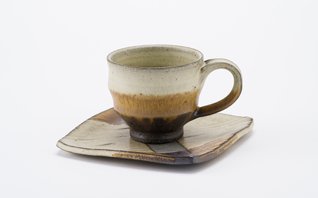 AM2　コーヒーカップ&ソーサーと豆皿のセット【 カップ ソーサー まめ皿 皿 手作り 】