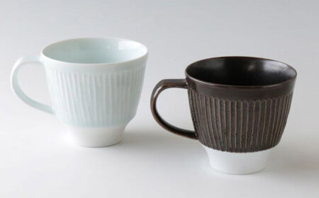 【波佐見焼】マグカップ ペア モノクロ 青白磁・鉄釉【奥川陶器】[KB79]
