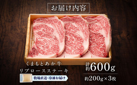 【GI認証】くまもとあか牛リブロースステーキ 約200g×3枚 リブロースステーキ  BHAS019