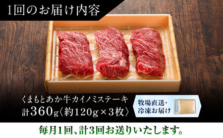 【全3回定期便】【GI認証】くまもとあか牛カイノミステーキ 約120g×3枚 カイノミステーキ  BHAS060