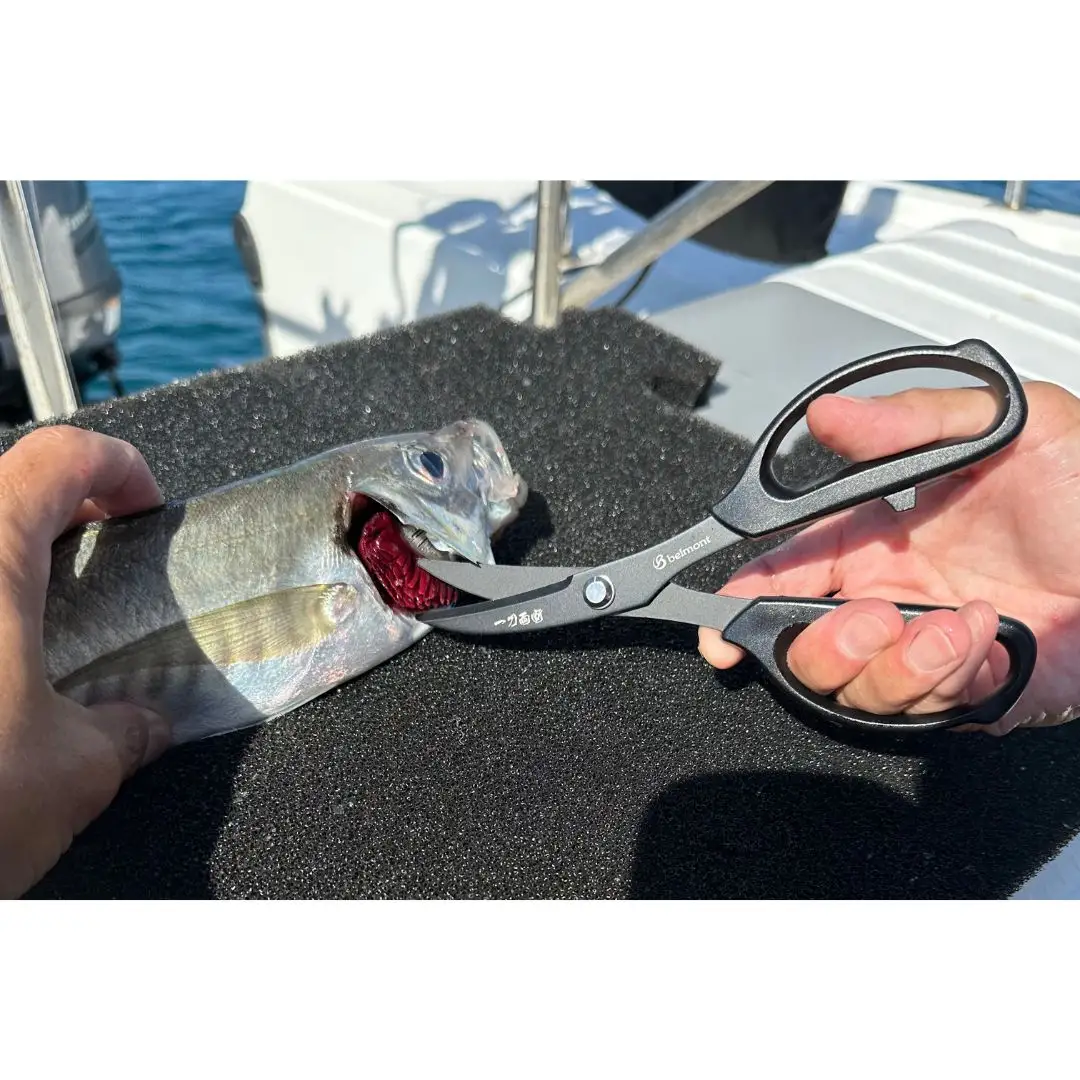 [ベルモント]一刀両断ハサミ-ikejime 魚 締め 捌き フッ素加工 ステンレス フィッシング セレーション加工 キッチンばさみ キッチンバサミ 【010S761】