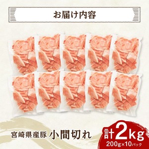 【便利な小分け】宮崎県産豚小間切れ計2kg 小分け 真空パック