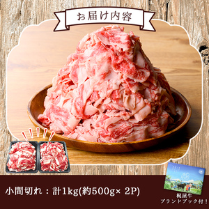 n405 梶屋牛 小間切れ 計1kg・約500g × 2P 黒毛和牛 牛肉 スライス 和牛 【株式会社Calfields】