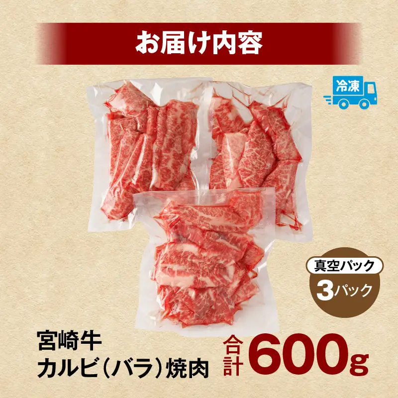 牛肉 カルビ焼肉 牛肉[宮崎牛 600g]