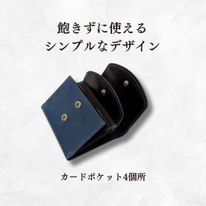 牛革　ミニ財布　ステッチC（ブラック×レッド） ／ 財布 サイフ さいふ ミニ財布 イタリア 革 革製品 牛革 レザー 革小物 クラフト 送料無料