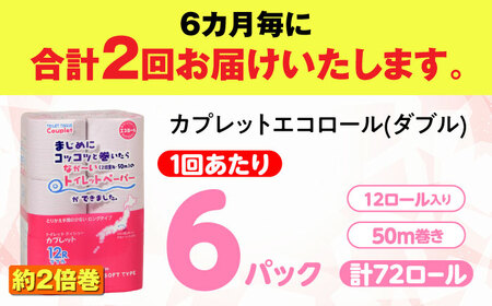 【2回定期便】 (6カ月に1回) トイレットペーパー 72ロール 2倍巻き 【ダブル】 北海道・沖縄県・離島への配送不可 日用品 生活用品 エコ 岐阜市 / 河村製紙[ANBJ018]