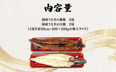 ＜凍らさず美味しさそのまま！〆たて・焼きたてを冷”蔵”で発送＞地元飲食店に愛される美味さにこだわった「国産うなぎの蒲焼き＆国産うなぎの白焼きセット」 (各2尾) ふるさと納税 福知山市 特上 うなぎ 蒲焼 ウナギ 鰻蒲焼き うなぎ蒲焼き 白焼き 4尾 国産 浜名湖 関西 鰻蒲焼 養殖 冷蔵 ギフト ご褒美 人気 京都 【fc-ZF003-B】【由良川漁業協同組合】