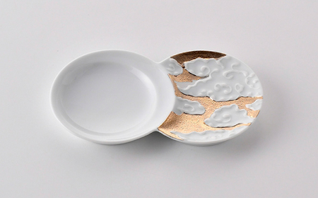 【陶器市特集】【波佐見焼】小分け豆皿 4枚セット 金彩銀彩 富士山・雲 【重山陶器】「[ZB35]