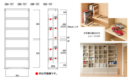 【キャナルオーク】コミックシェルフ CBC-75T（W743 D297 H1800mm）【46-6【6】】