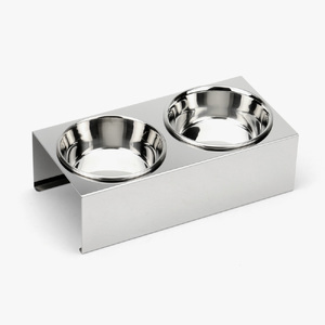 1072 ペットフードスタンド 犬用 食器台 ステンレス製 平行タイプ ステンレス食器皿 ダブルスタンド PT10[sanitize]04B[sanitize]2