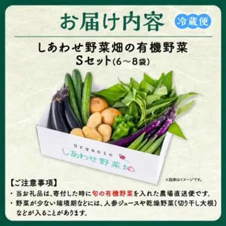 しあわせ野菜畑の有機野菜　Sセット　(安心の有機JAS認証　旬のオーガニック野菜　農場直送便)【配送不可地域：離島・北海道・沖縄県・四国・九州】【1493486】
