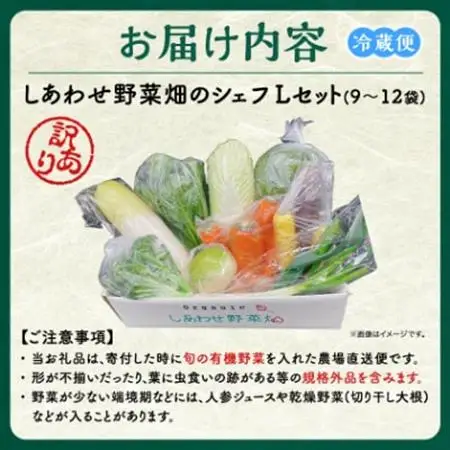 しあわせ野菜畑のシェフLセット　(訳あり規格外の有機野菜を一部使用)【配送不可地域：離島・北海道・沖縄県・四国・九州】【1608189】