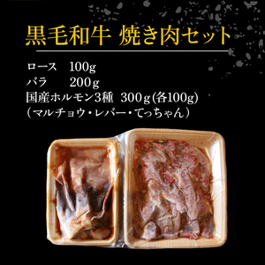 【A4~A5黒毛和牛】 焼肉セット 計600g ロース バラ 国産ホルモン【黒毛和牛】