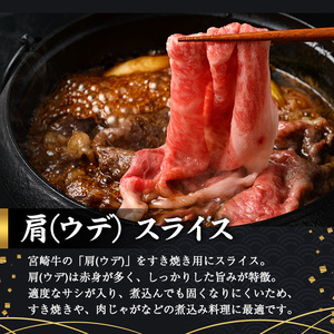 宮崎牛 肩(ウデ) スライス (計1kg・500g×2P) すき焼き お肉 牛肉 黒毛和牛 宮崎牛 ブランド和牛 冷凍 国産 肩 ウデ スライス 宮崎県産 しゃぶしゃぶ 【YM-14】【YAMATO株式会社】