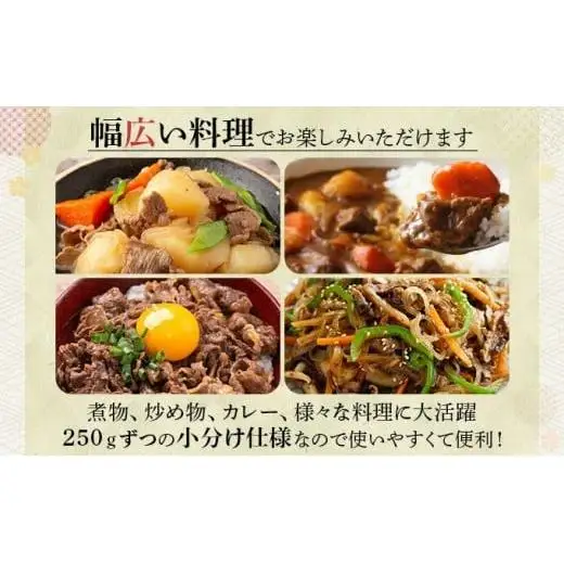 ＜わんの牛＞石垣島産経産黒毛和牛 切り落とし 250g×4袋 合計1kg NA-02