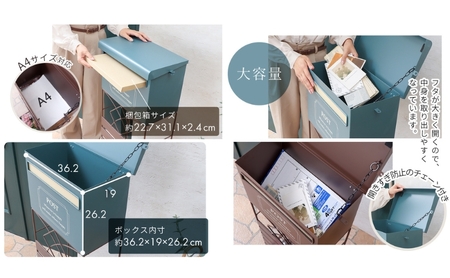 スタンドポスト louv ルーヴ 置き型 自立 スタンド ポスト 郵便受け 郵便ポスト メールボックス 大容量 A4 家庭用 玄関 一軒家 DIY おしゃれ エクステリア インテリア 家具 雑貨 兵庫 兵庫県 小野市 グリーン/ブラウン
