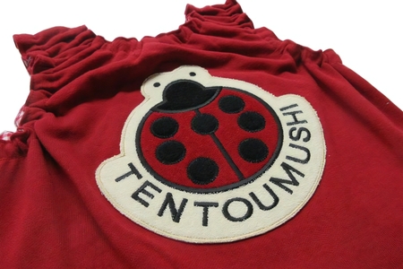 TENTOUMUSHI パイルワッペンロンパース・赤・80サイズ [0807]