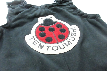 TENTOUMUSHI パイルワッペンロンパース・黒・90サイズ [0811]
