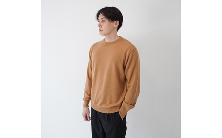 ベビーカシミヤ　クルーネック　メンズ　Lサイズ　【キャメル】 【178001-1】 ｶｼﾐﾔ 天然素材 ｾｰﾀｰ 服 国産 国内製造 ﾍﾞﾋﾞｰｶｼﾐﾔ