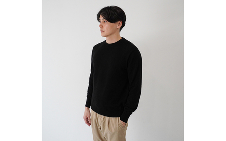 ベビーカシミヤ　クルーネック　メンズ　Lサイズ　【ブラック】 【178001-3】 ｶｼﾐﾔ 天然素材 ｾｰﾀｰ 服 国産 国内製造 ﾍﾞﾋﾞｰｶｼﾐﾔ